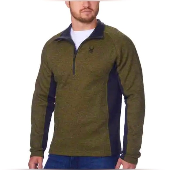 NEW! Spyder Men's Outbound 1/2 Half Zip Midweight Core Sweater Olive Green SZ M - Picture 1 of 13